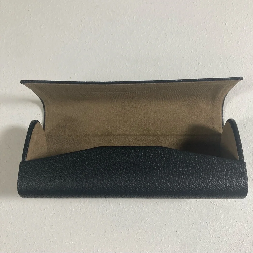 Burberry Glasses Case Black Leather Hard Shell Magnetic Close Sunglasses